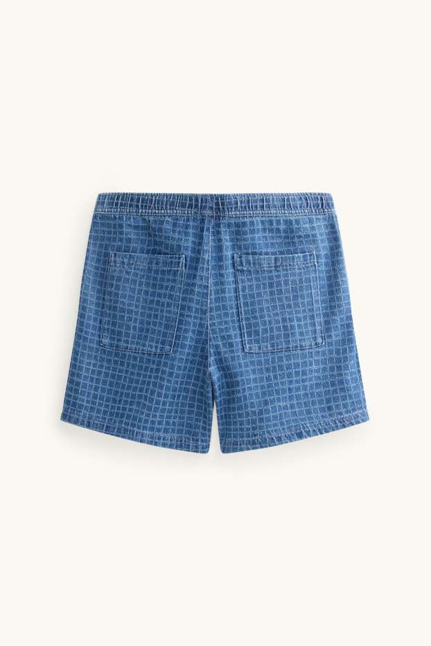 Hommes - Short en jean - à carreaux - jean bleu