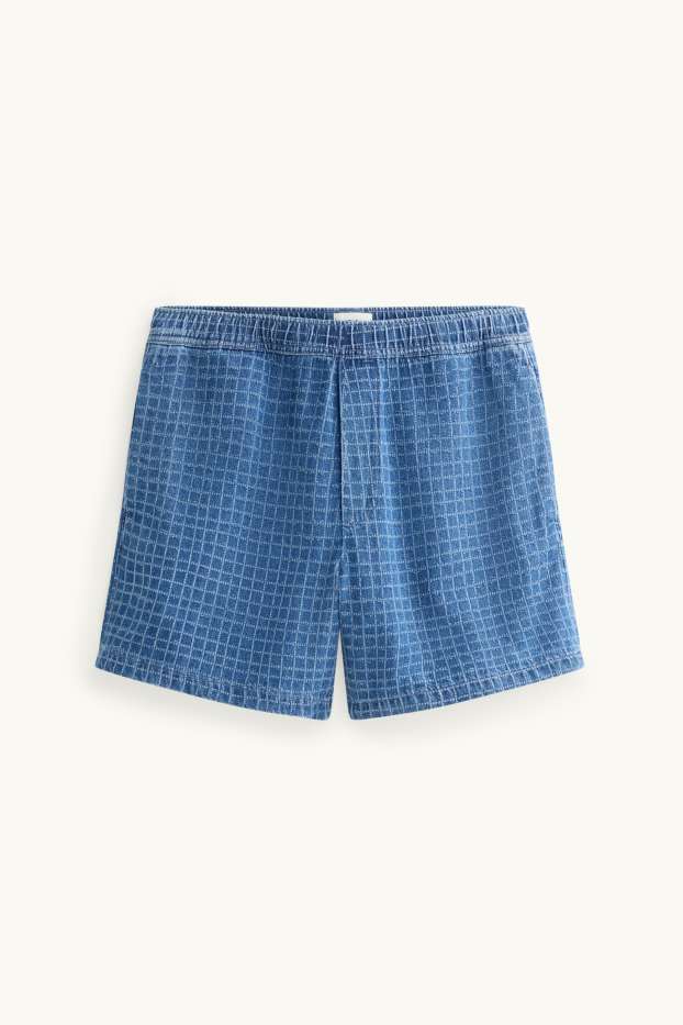 Hommes - Short en jean - à carreaux - jean bleu