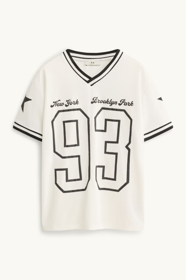 Kinder Mädchen - New York - Kurzarmshirt - Oversized - weiss / schwarz