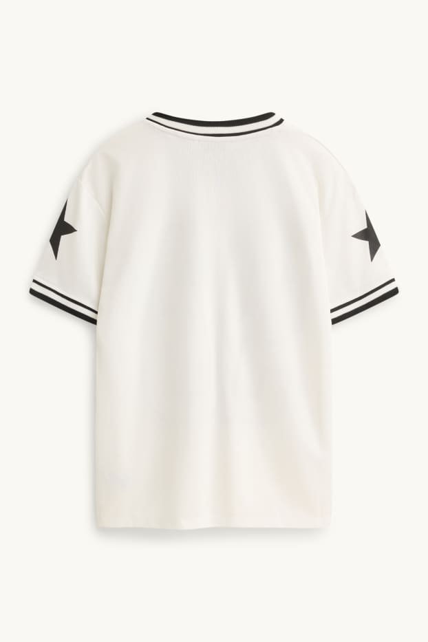 Kinder Mädchen - New York - Kurzarmshirt - Oversized - weiss / schwarz