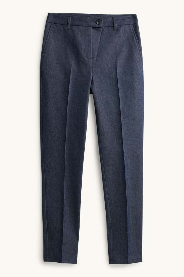 Damen - Stoffhose - Mid Waist - Tapered Leg - Jeans-Look - dunkelblau