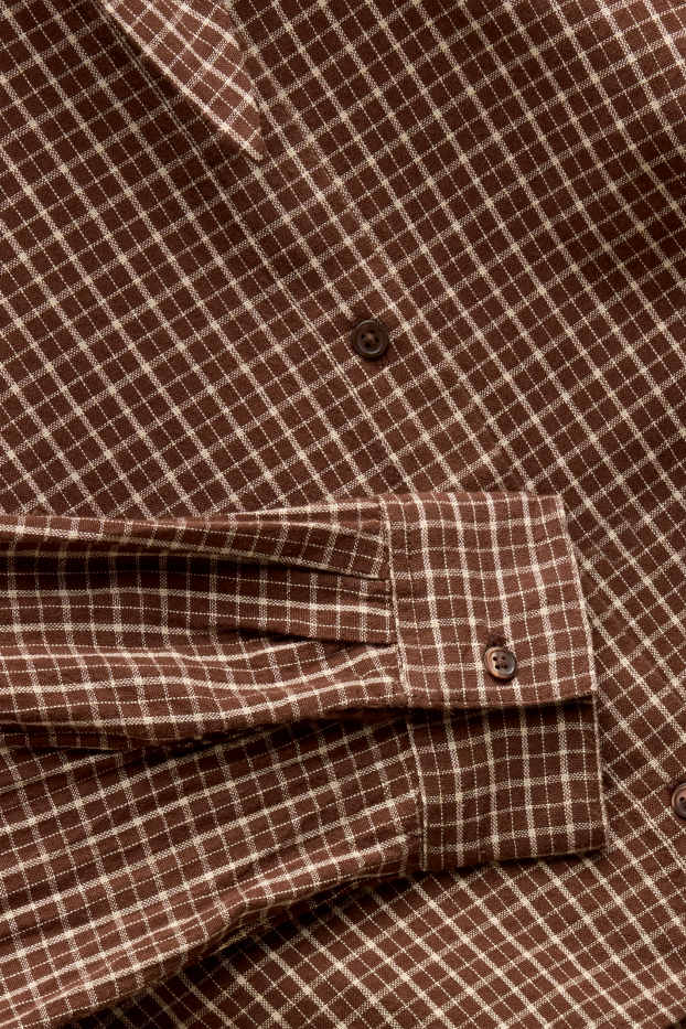 Femmes - Blouse-chemise - à carreaux - marron / blanc crème
