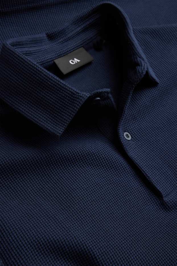 Uomo - Polo - regular fit - tessuto tramato - blu scuro