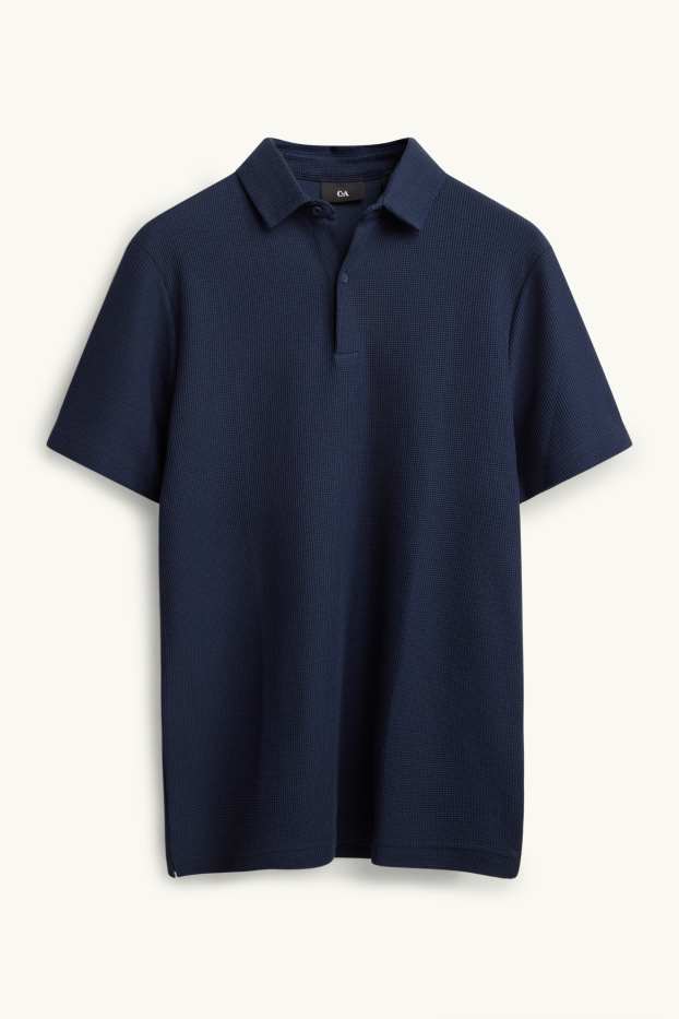 Uomo - Polo - regular fit - tessuto tramato - blu scuro