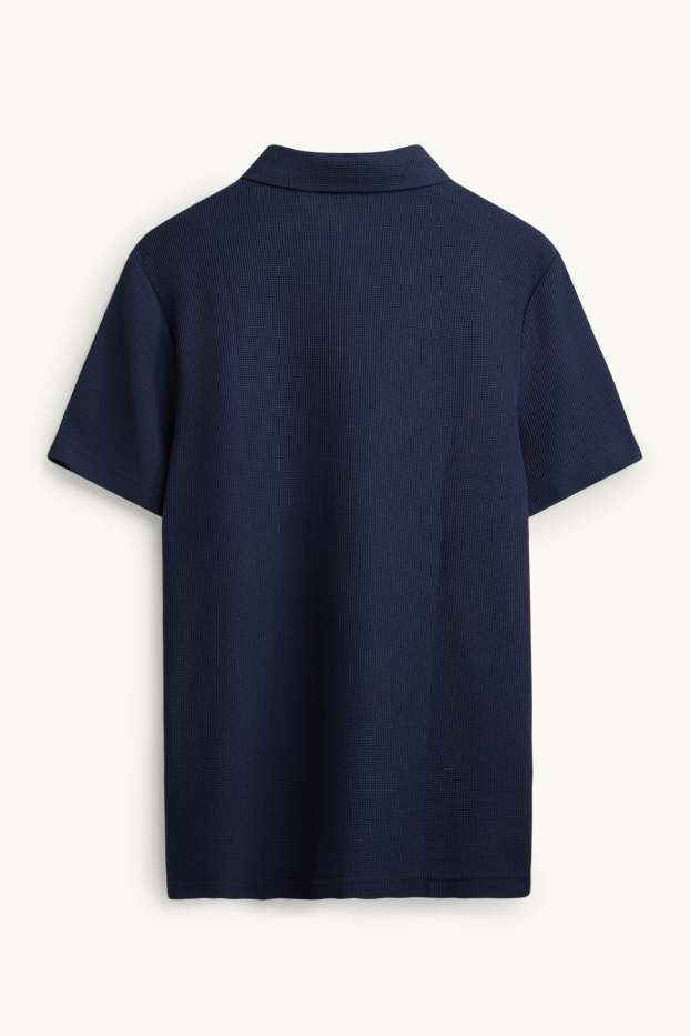 Uomo - Polo - regular fit - tessuto tramato - blu scuro