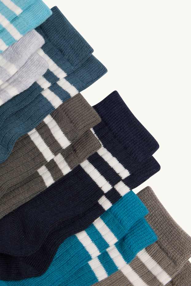 Kinderen: jongens - Set van 7 paar - sokken - geribd - blauw / turquoise