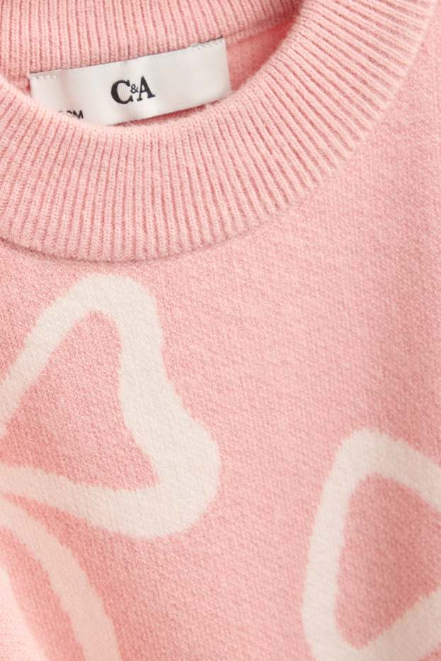 Kinder Mädchen - Schleife - Pullover - rosa / beige
