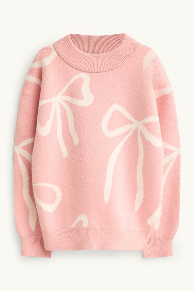 Kinder Mädchen - Schleife - Pullover - rosa / beige