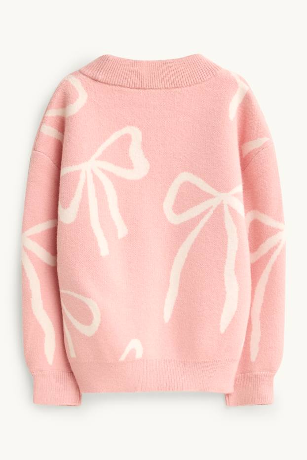 Kinder Mädchen - Schleife - Pullover - rosa / beige