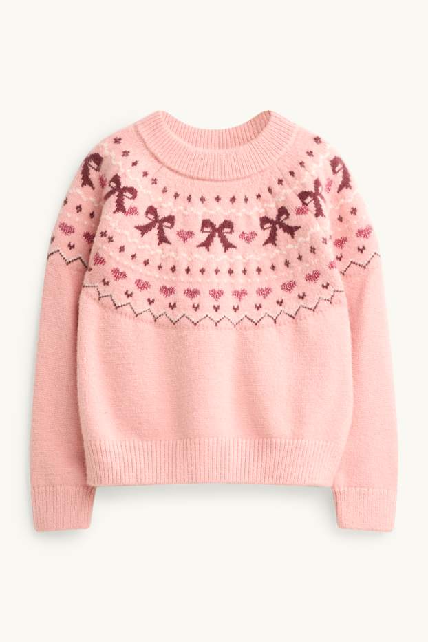 Bambine - Fiocco - maglione - rosa