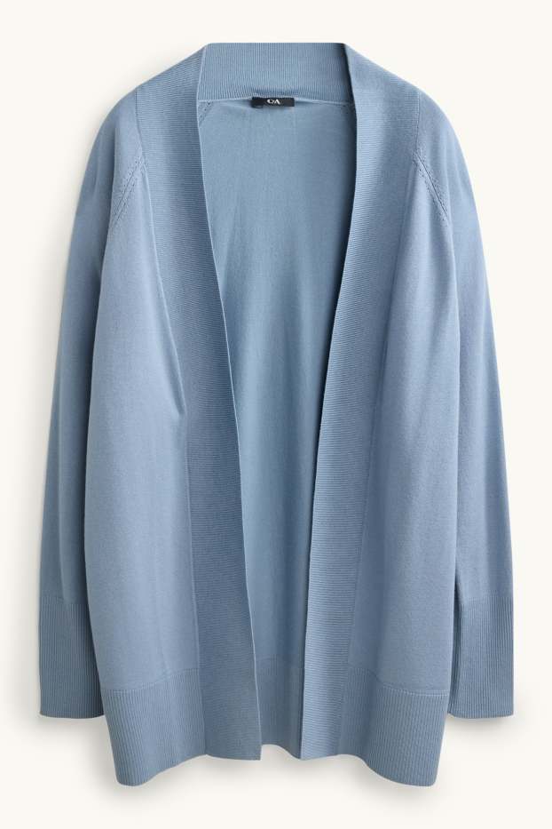 Dames - Lang gebreid vest - blauw