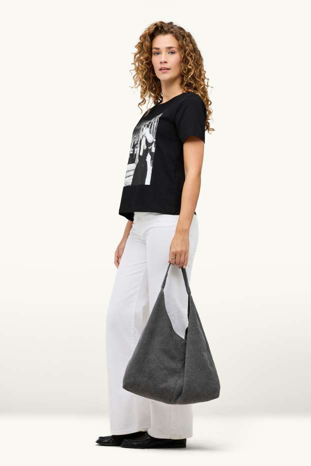 Dámské - Velká kabelka shopper - antracitová