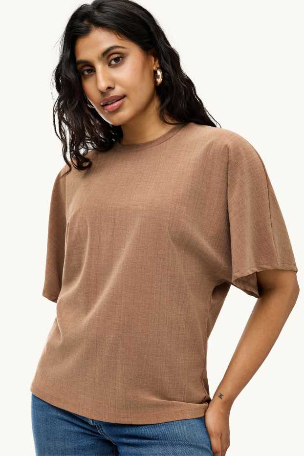 Femmes - T-shirt - relaxed fit - marron