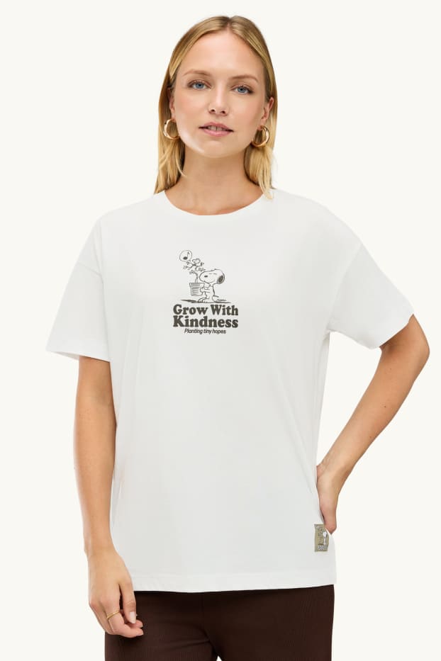 Damen - T-Shirt - Oversized - Snoopy - weiß
