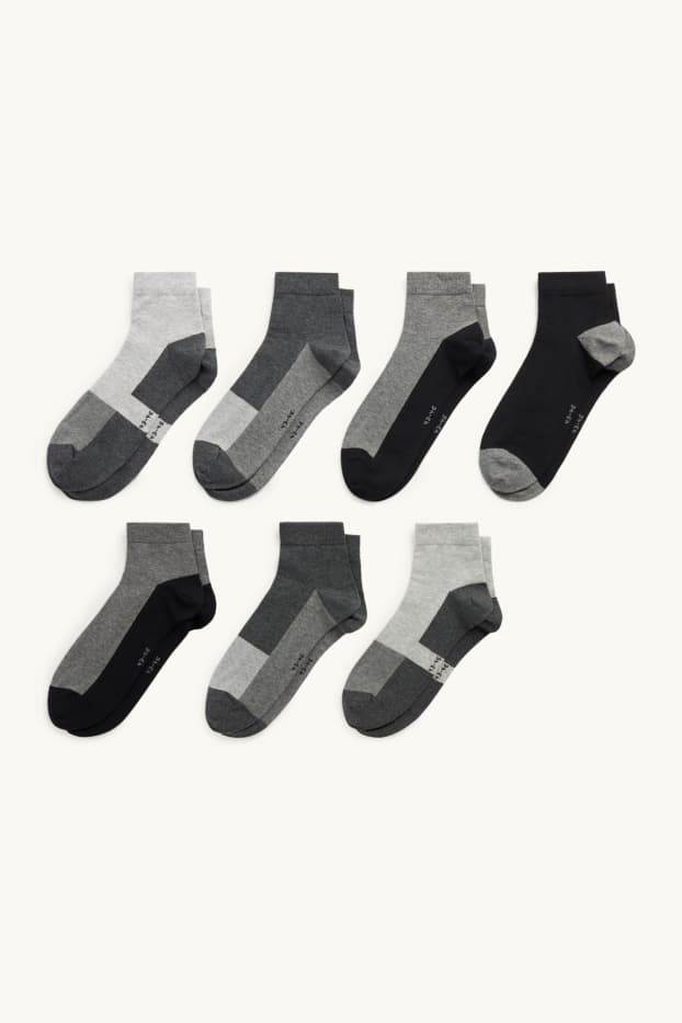 Pánské - Multipack 7 ks - nízké ponožky - černá/šedá
