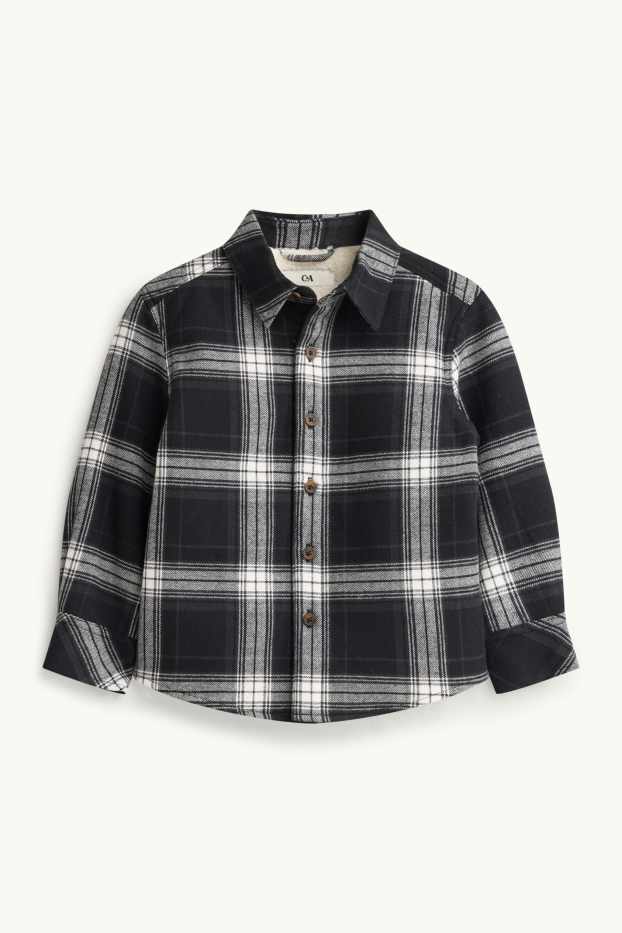 Nen - Sobrecamisa de franel·la - folrada - de quadres - negre/blanc