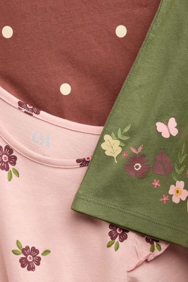 Kinderen: meisjes - Set van 3 - jurk - met patroon - groen / roze