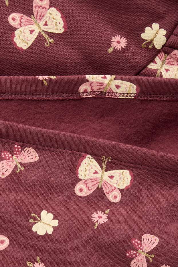 Kinderen: meisjes - Vlinder - jurk van sweatstof - bordeaux