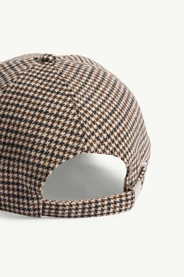 Hommes - Casquette - à carreaux - noir / beige