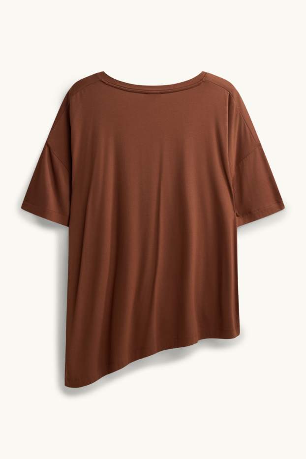 Femmes - T-shirt à encolure en V - relaxed fit - rouille