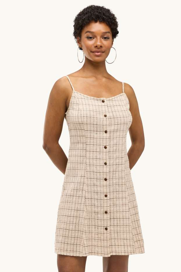 Donna - Vestito fit & flare - a quadretti - beige