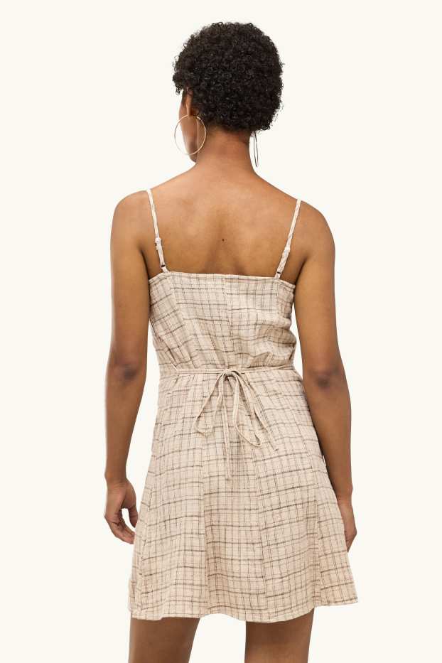 Donna - Vestito fit & flare - a quadretti - beige