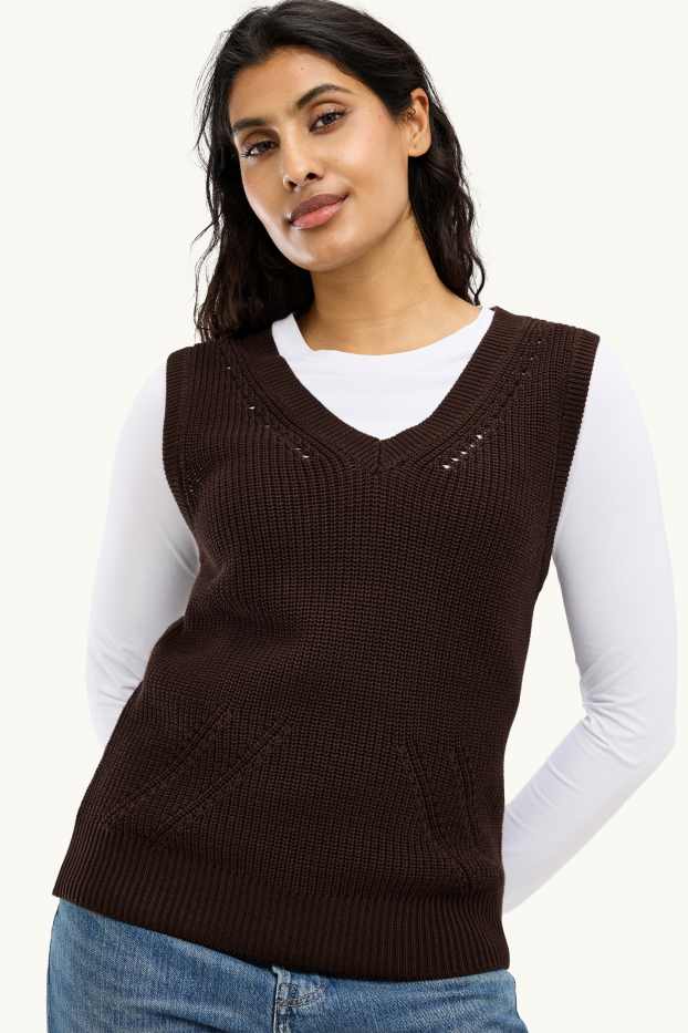 Femmes - Pull sans manches - marron foncé