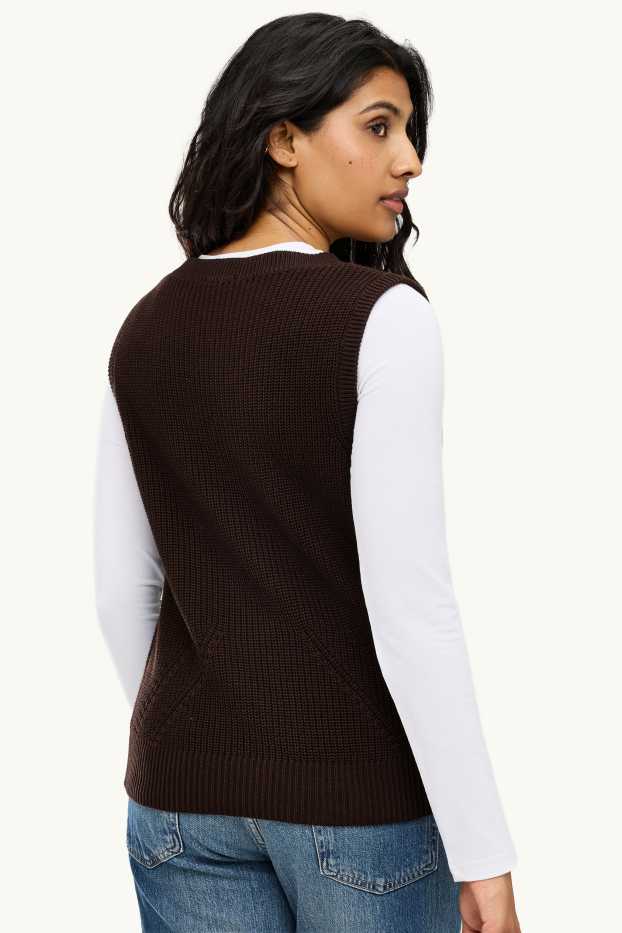 Femmes - Pull sans manches - marron foncé