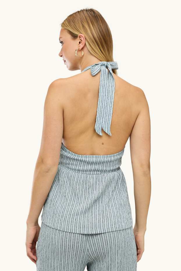 Femmes - Haut - à rayures - bleu clair