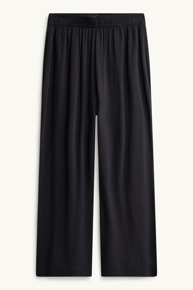 Dames - Kortere pantalon - high waist - palazzo - zwart