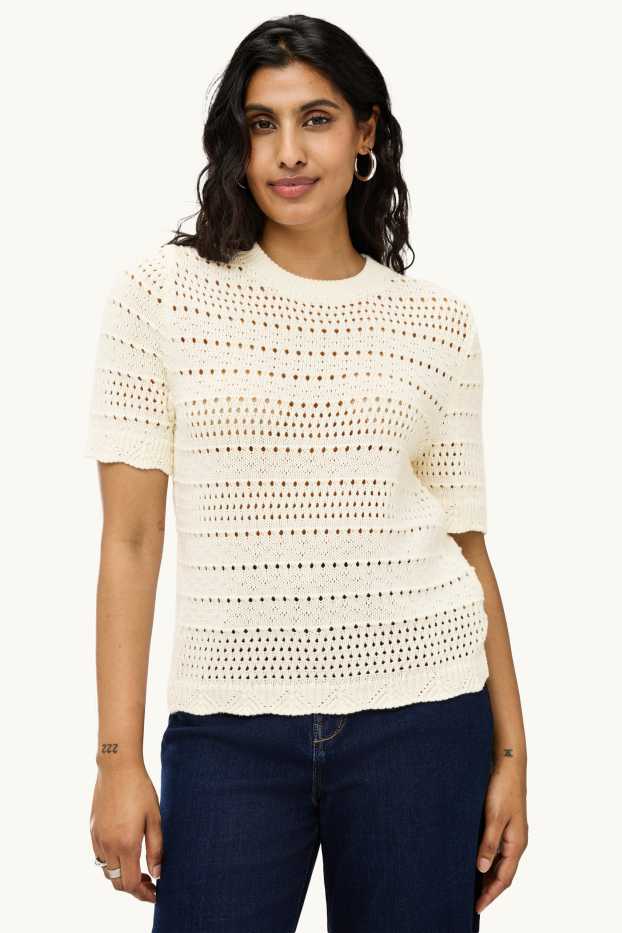Women - Jumper - short sleeve - cremewhite