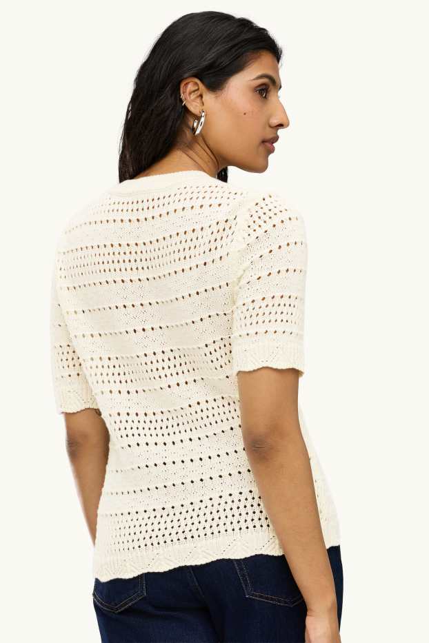 Women - Jumper - short sleeve - cremewhite