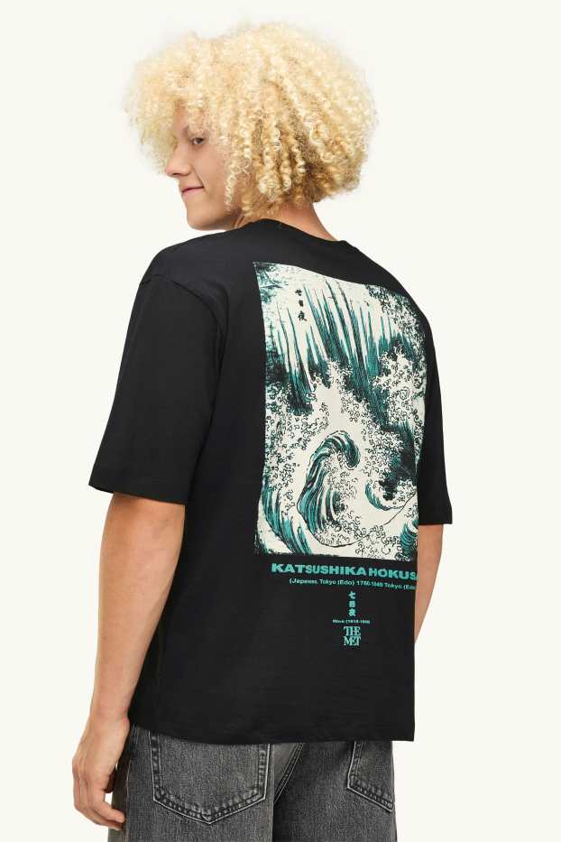 Herren - T-Shirt - Oversized - Katsushika Hokusai - schwarz