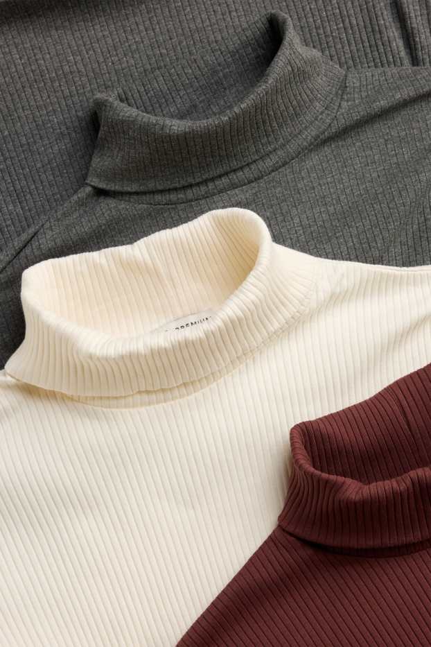 Kinder Mädchen - Multipack 3er - Rollkragenpullover - gerippt - bordeaux
