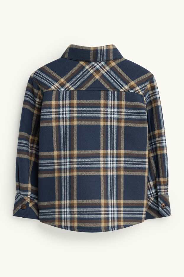 Children Boys - Flannel shirt jacket - lined - check - blue / beige