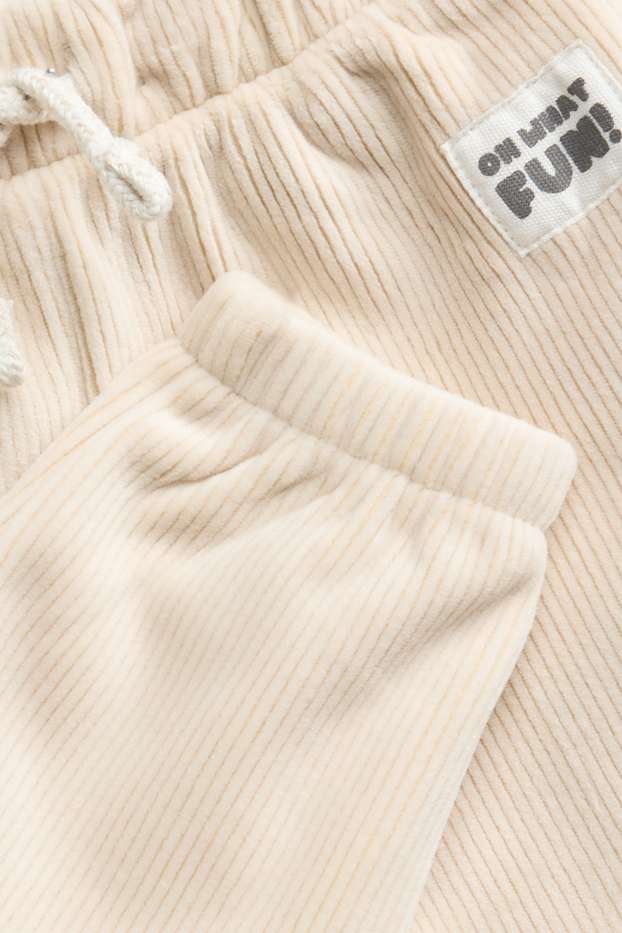 Bébés garçons - Pantalon de jogging chaud bébé - finition côtelée - beige clair