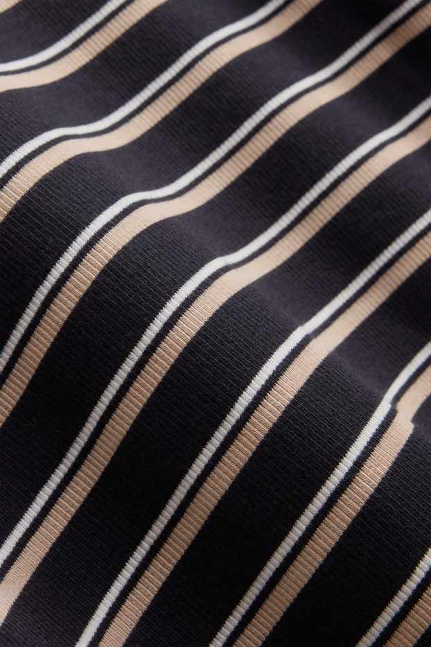 Dona - Samarreta de mànigues llargues - slim fit - de ratlles - negre/beix