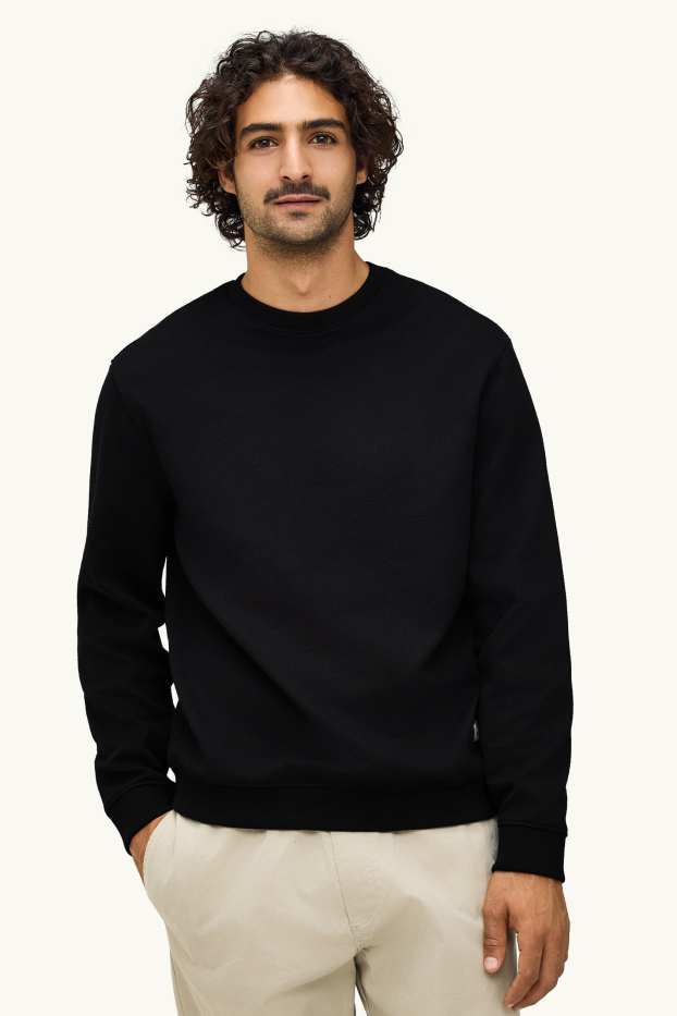 Hommes - Sweat - finition texturée - noir