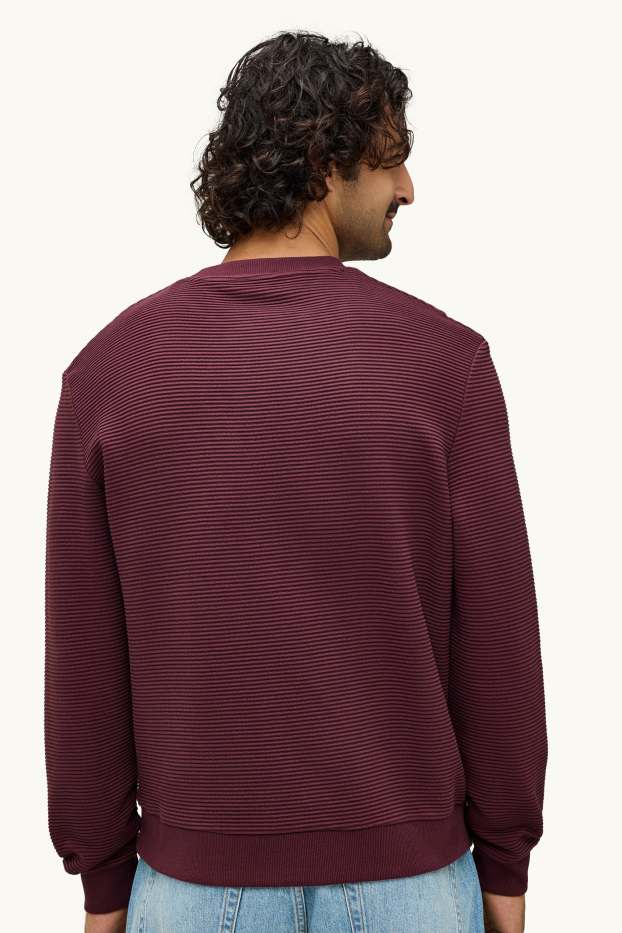 Uomo - Felpa - a coste - rosso scuro