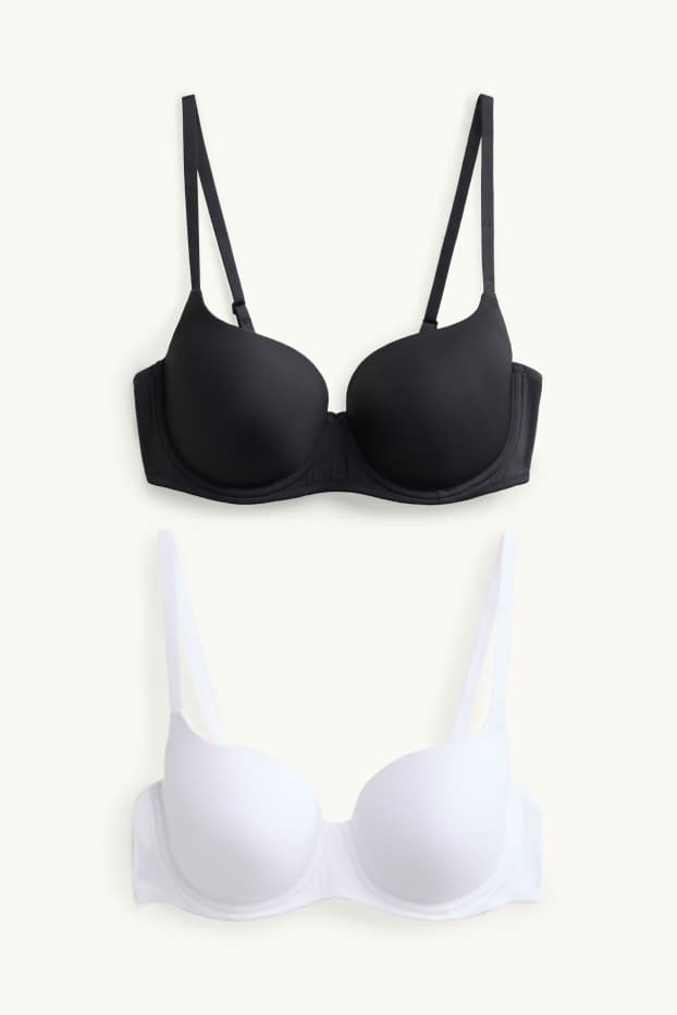Dona - Paquet de 2 - sostenidor amb cèrcols - FULL COVERAGE - embuatats - blanc/negre