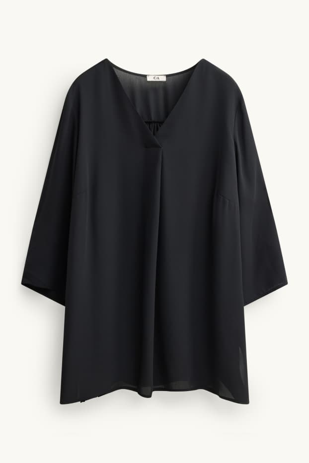 Women - V-neck blouse - black