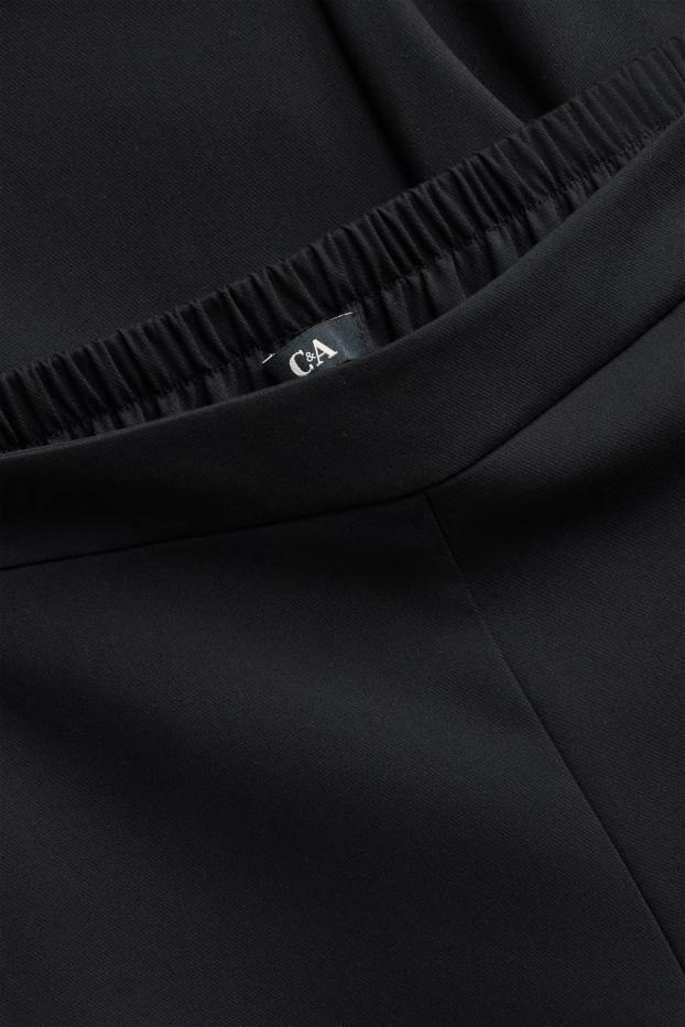 Damen - Stoffhose - High Waist - Wide Leg - schwarz