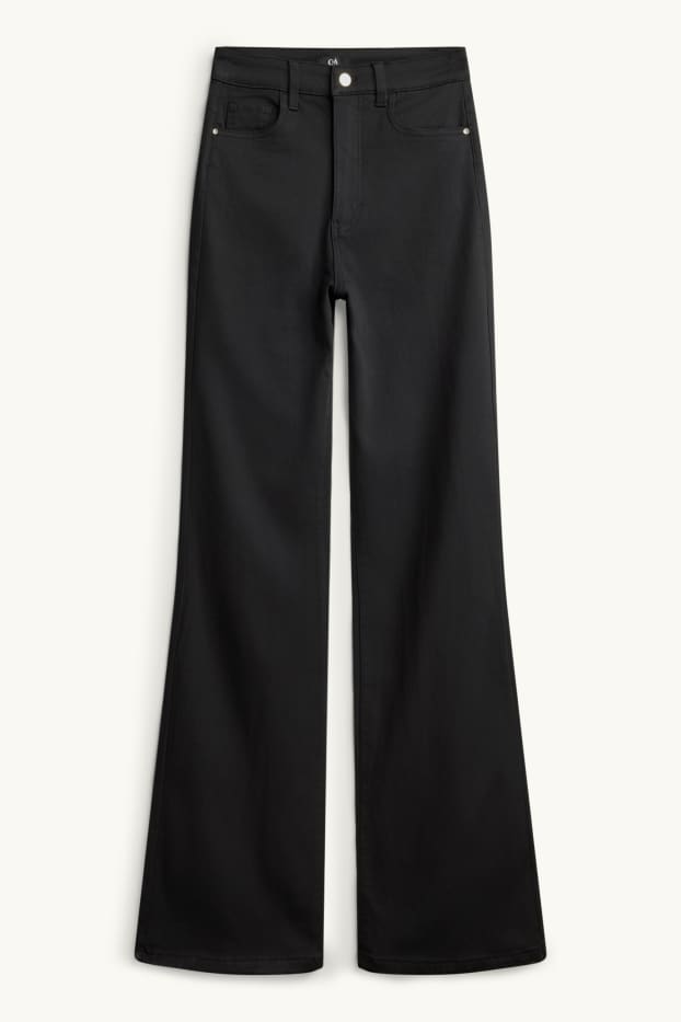Femei - Pantaloni de stofă - talie înaltă - evazați - negru