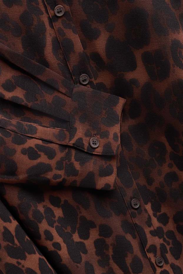 Dona - Vestit camiser - estampat de lleopard - marró