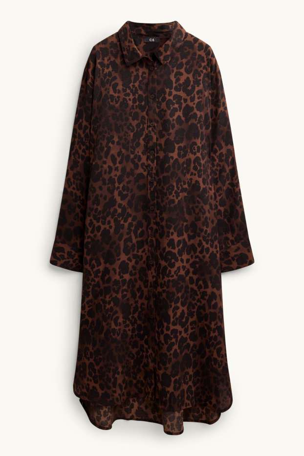 Dona - Vestit camiser - estampat de lleopard - marró