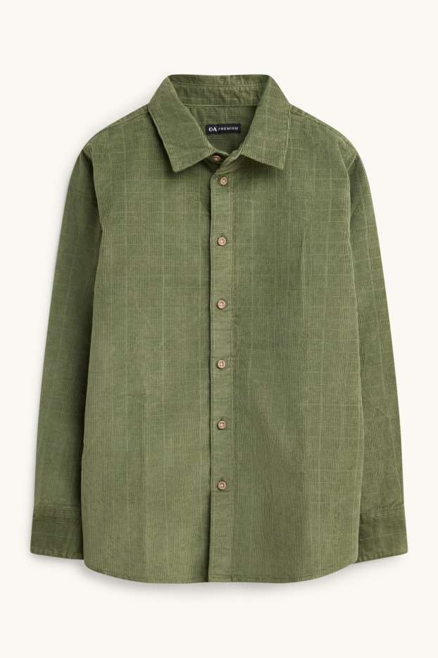 Kinderen: jongens - Corduroy overhemd - geruit - groen