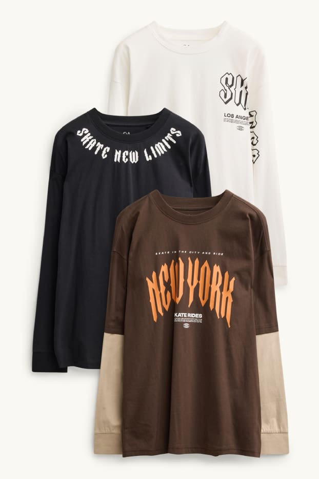 Bambini - Confezione da 3 - maglia a maniche lunghe - bianco / nero