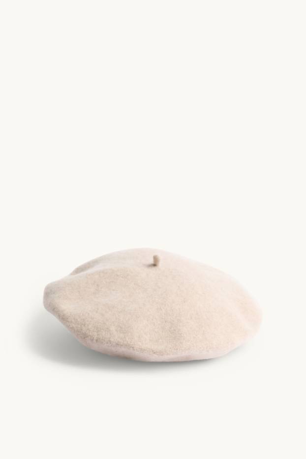 Women - Woollen beret - light beige