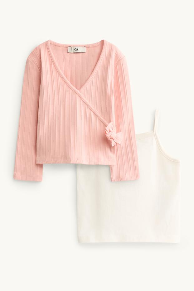 Children Girls - Set - top and long sleeve top - 2 piece - cremewhite
