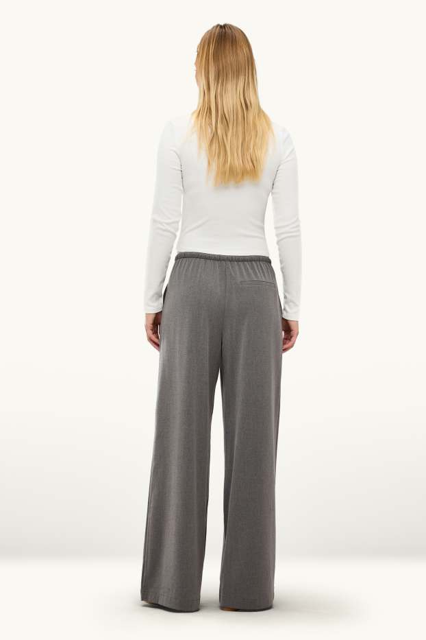 Dona - Pantalons de tela - mid waist - wide leg - gris